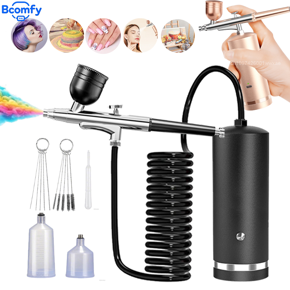 Airbrush Kit With Mini Compressor - Aérographe avec compresseur, aérographe rechargeable avec