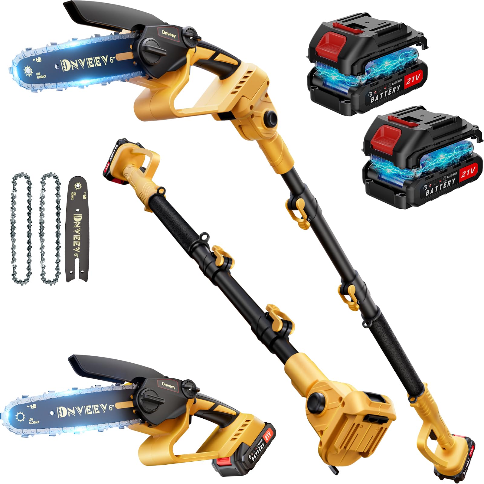 Mini Electric Chainsaw 6 Inch - Scie à perche sans fil 2-en-1