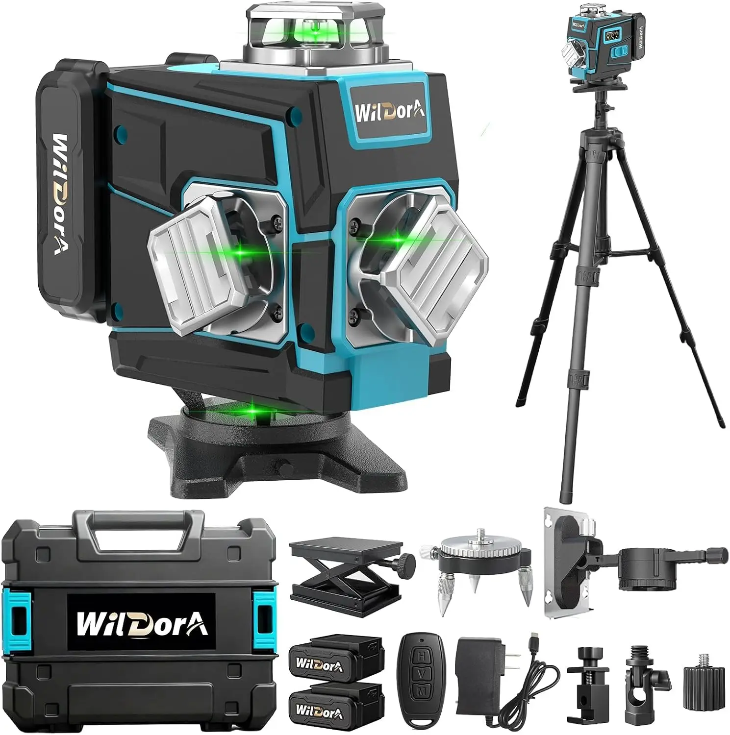 Laser Level 16 Lines 4D Green - Niveau laser avec trépied, 4x360 °