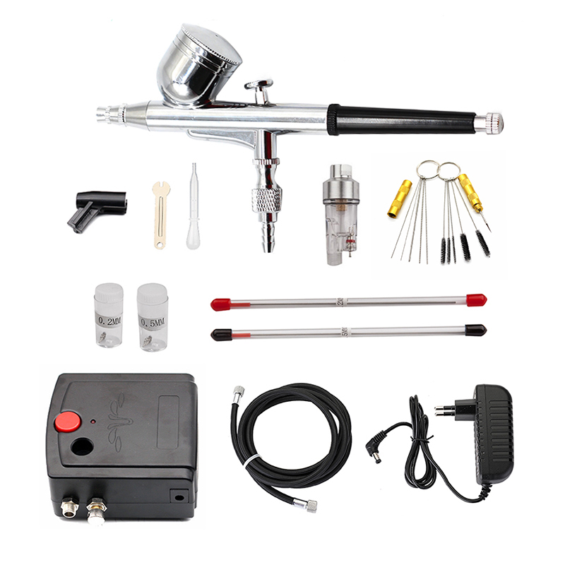 Airbrush Kit With Mini Compressor - Touristes-Pistolet pulvérisateur avec compresseur, kit d'aérographe,