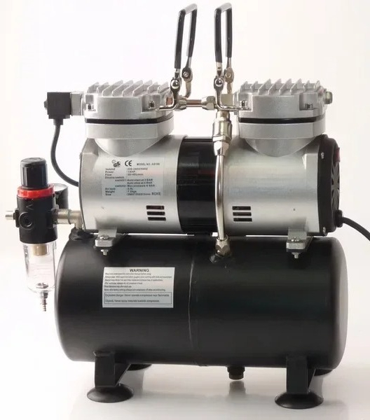 Airbrush Kit With Mini Compressor - Kit Compresseur Aérographe Mini AS196 Double