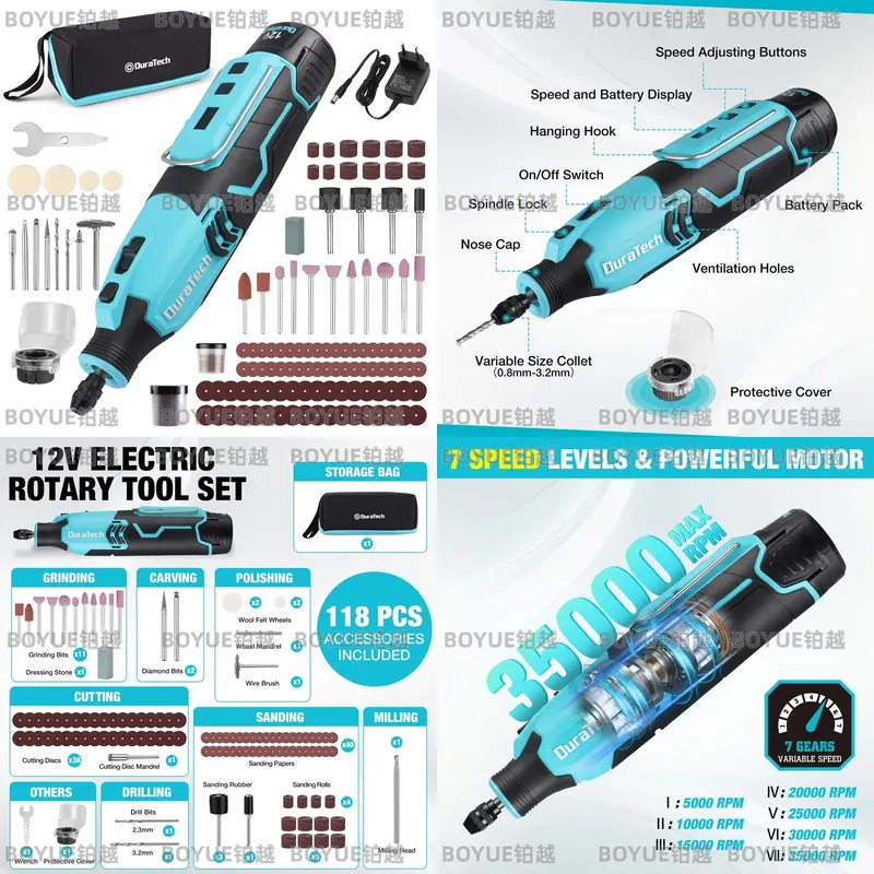 Outil rotatif sans fil 12V, 50 - Cordless Rotary Tool Kit Accessories avis et prix
