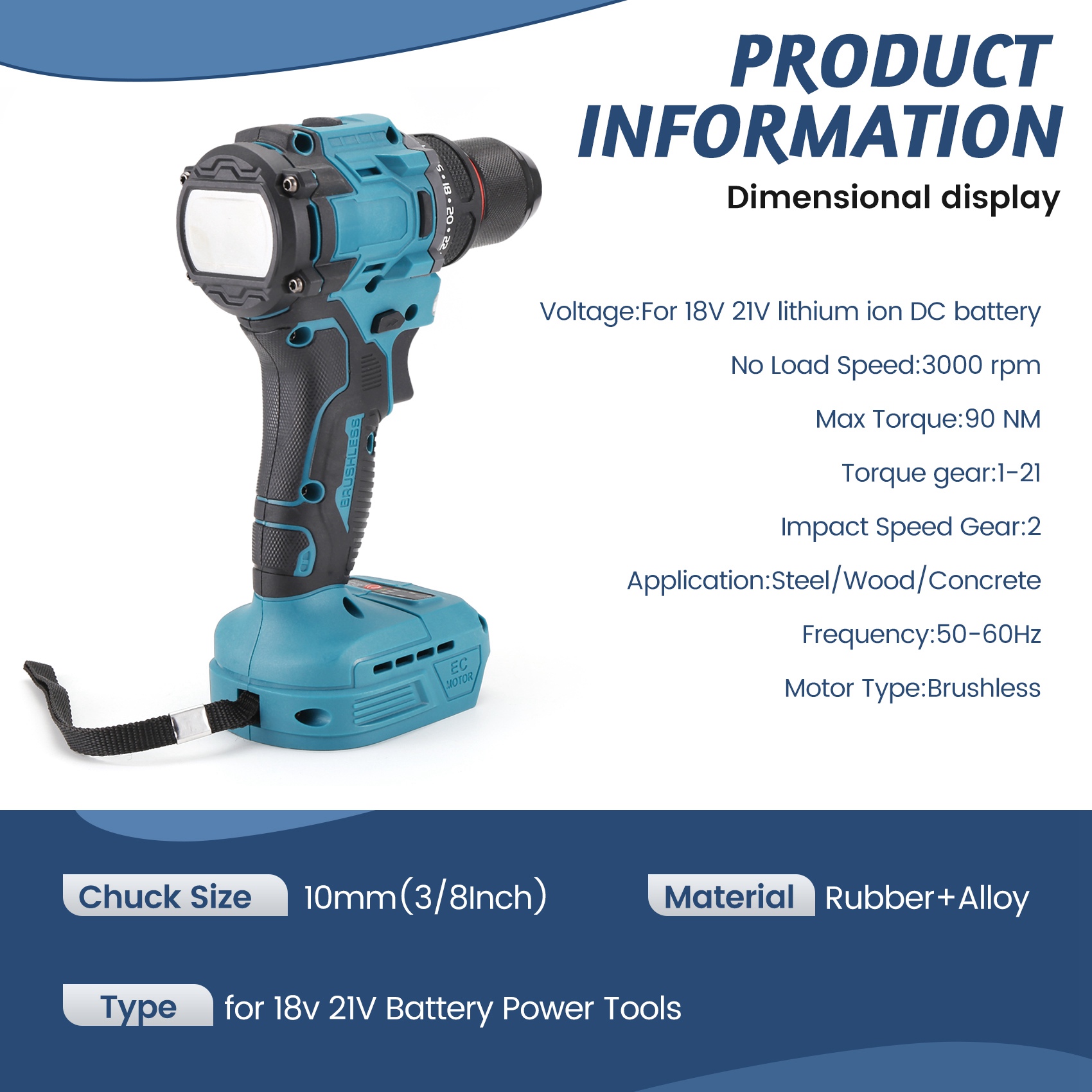 MARQ perceuse électrique 3/8 p - Brushless Cordless Electric Drill 18V avis et prix