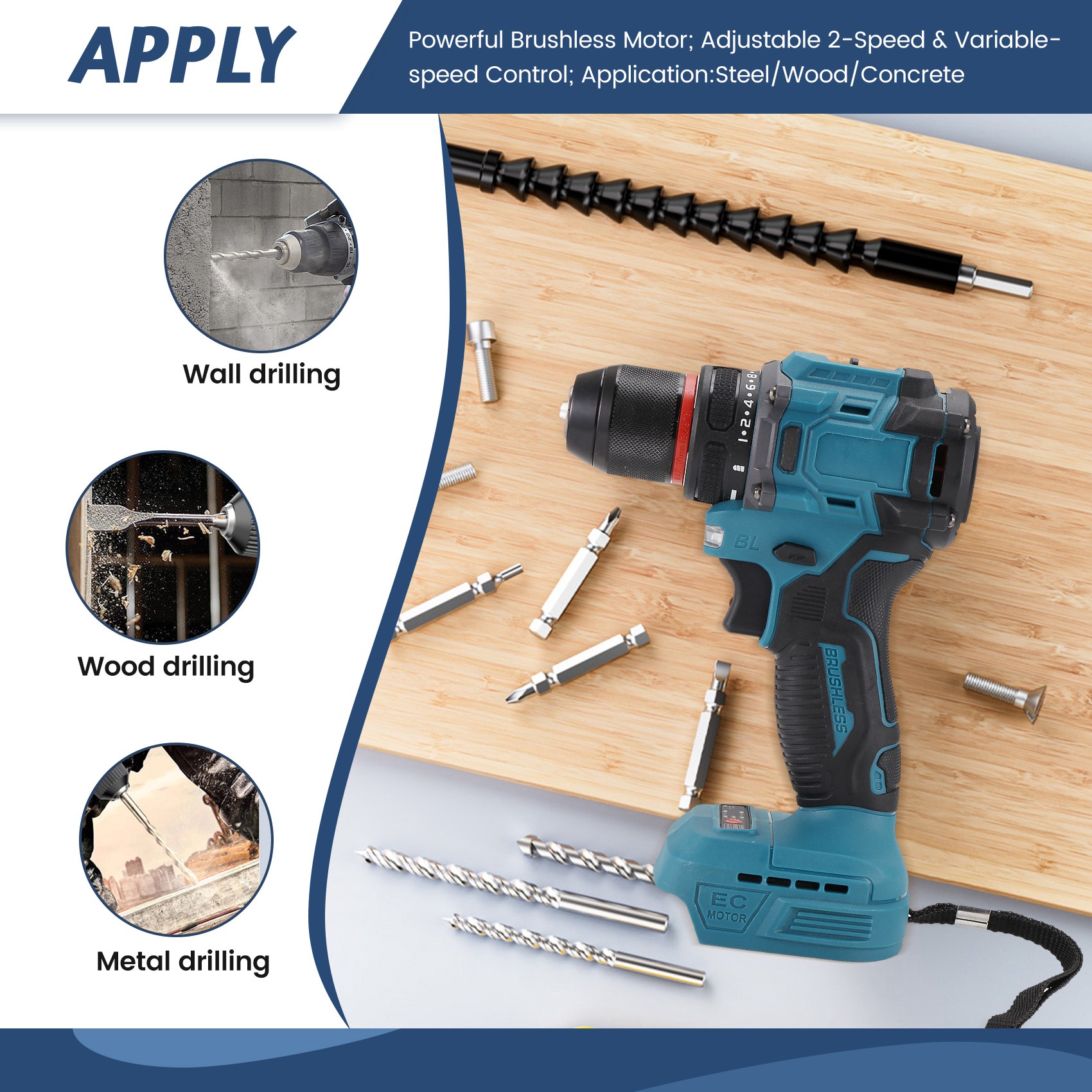 MARQ perceuse électrique 3/8 p - Brushless Cordless Electric Drill 18V avis et prix